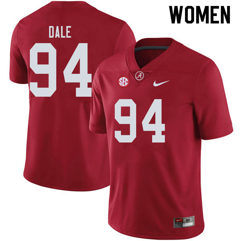 Alabama Crimson Tide Women's DJ Dale #94 Crimson NCAA Nike Authentic Stitched 2019 College Football Jersey UF16S67VT